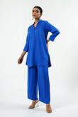 Electric Blue Modal Satin Kurta - Cyan India