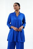Electric Blue Modal Satin Kurta - Cyan India