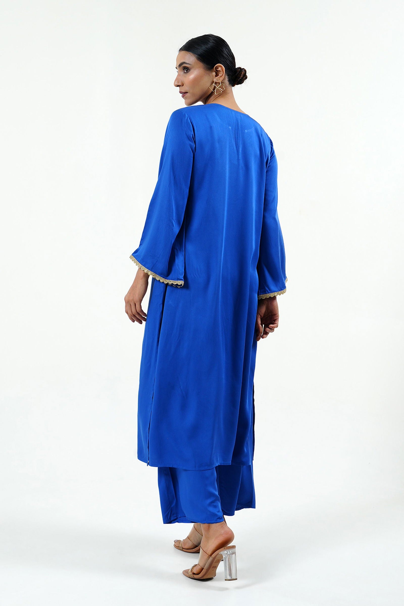 Electric Blue Modal Satin Set - Cyan India