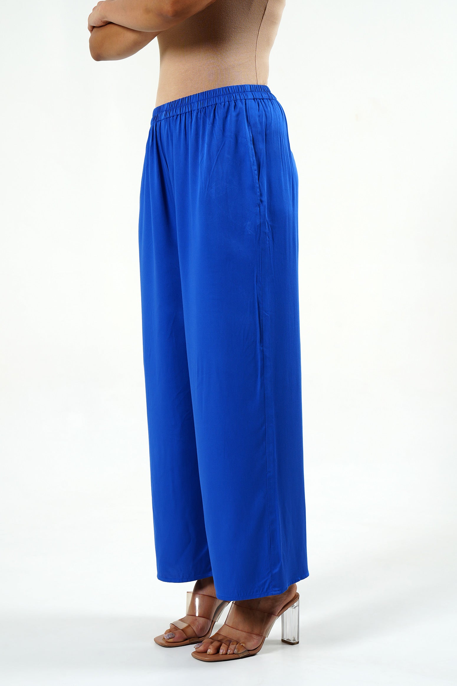 Electric Blue Modal Satin Set - Cyan India