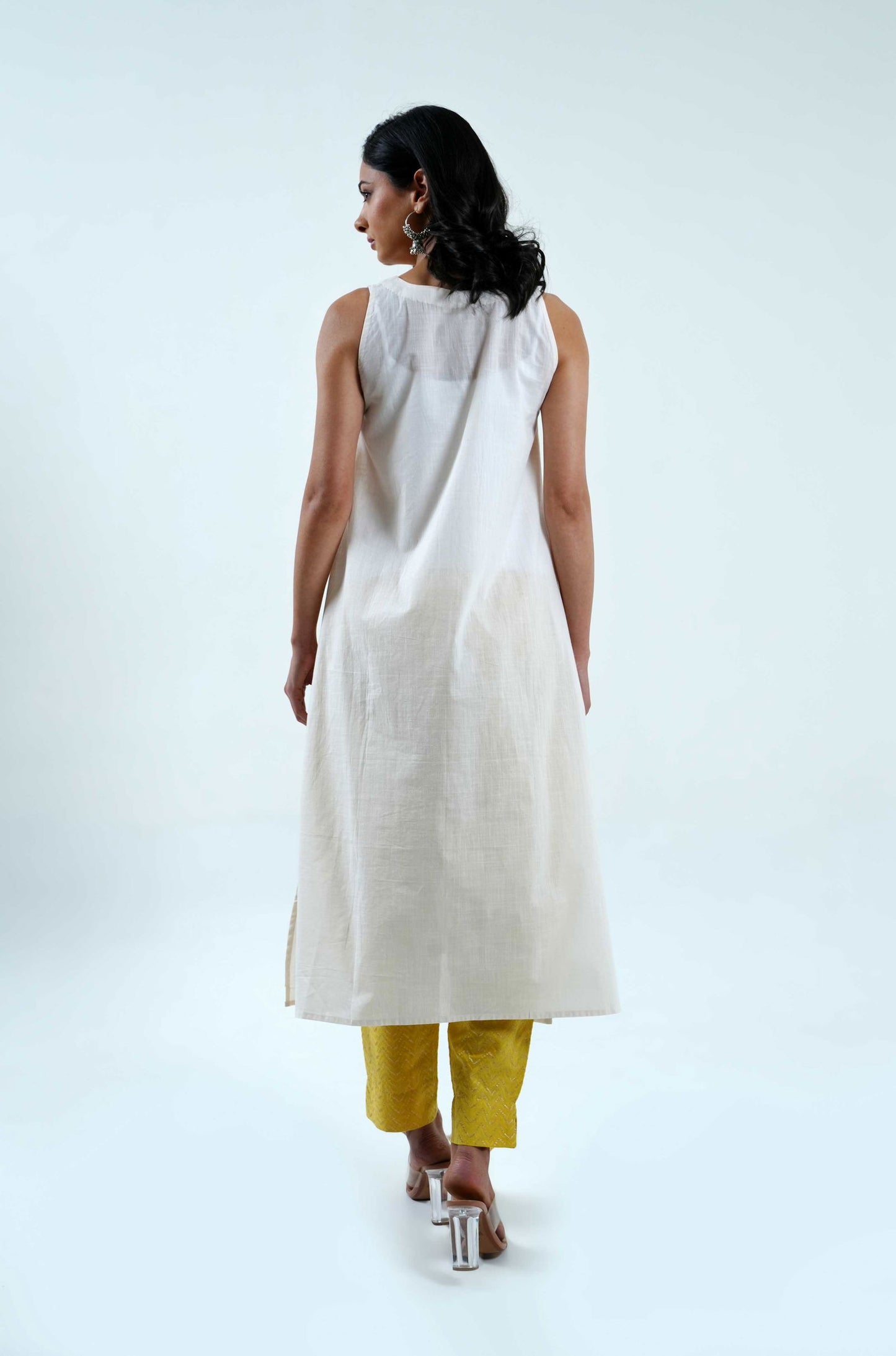 Embroidered Floral Kurta - Cyan India