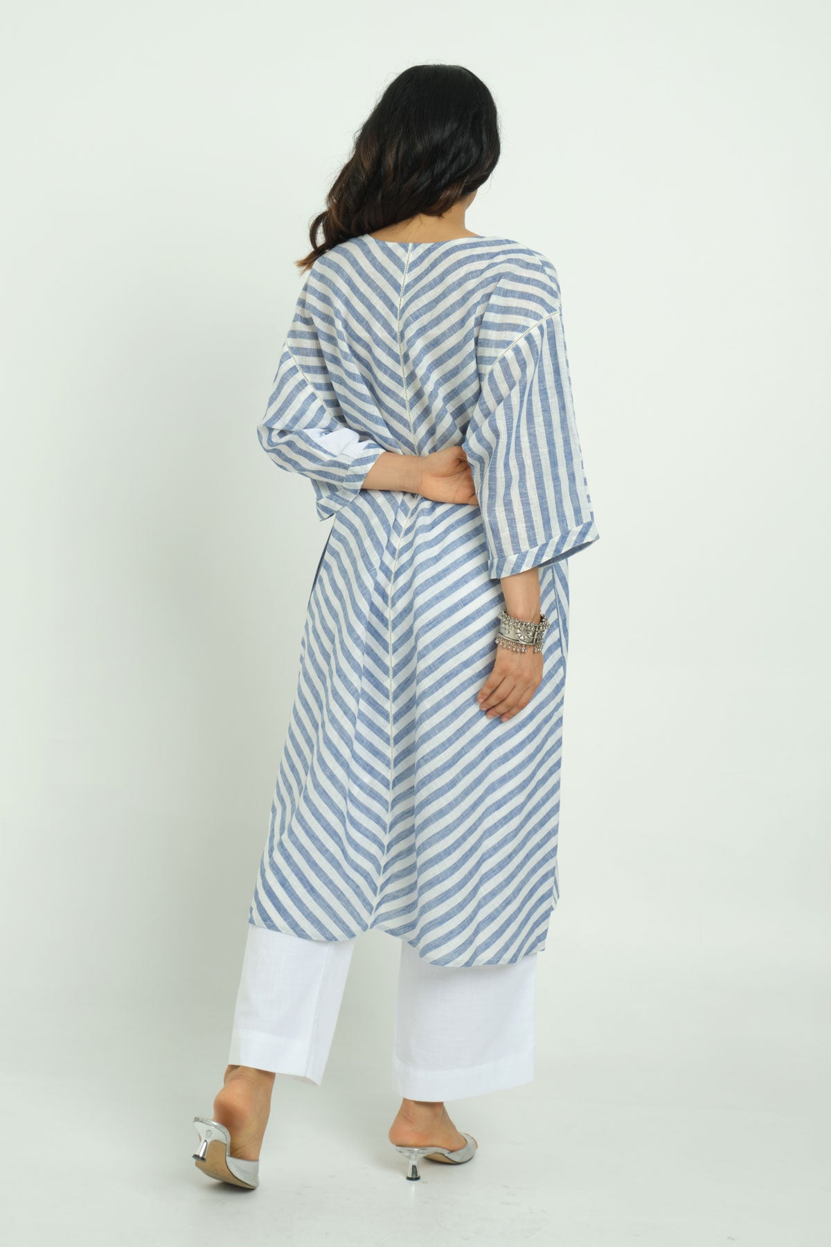 Embroidered Patchwork Tunic - Cyan India