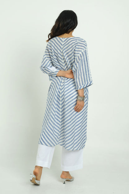 Embroidered Patchwork Tunic - Cyan India