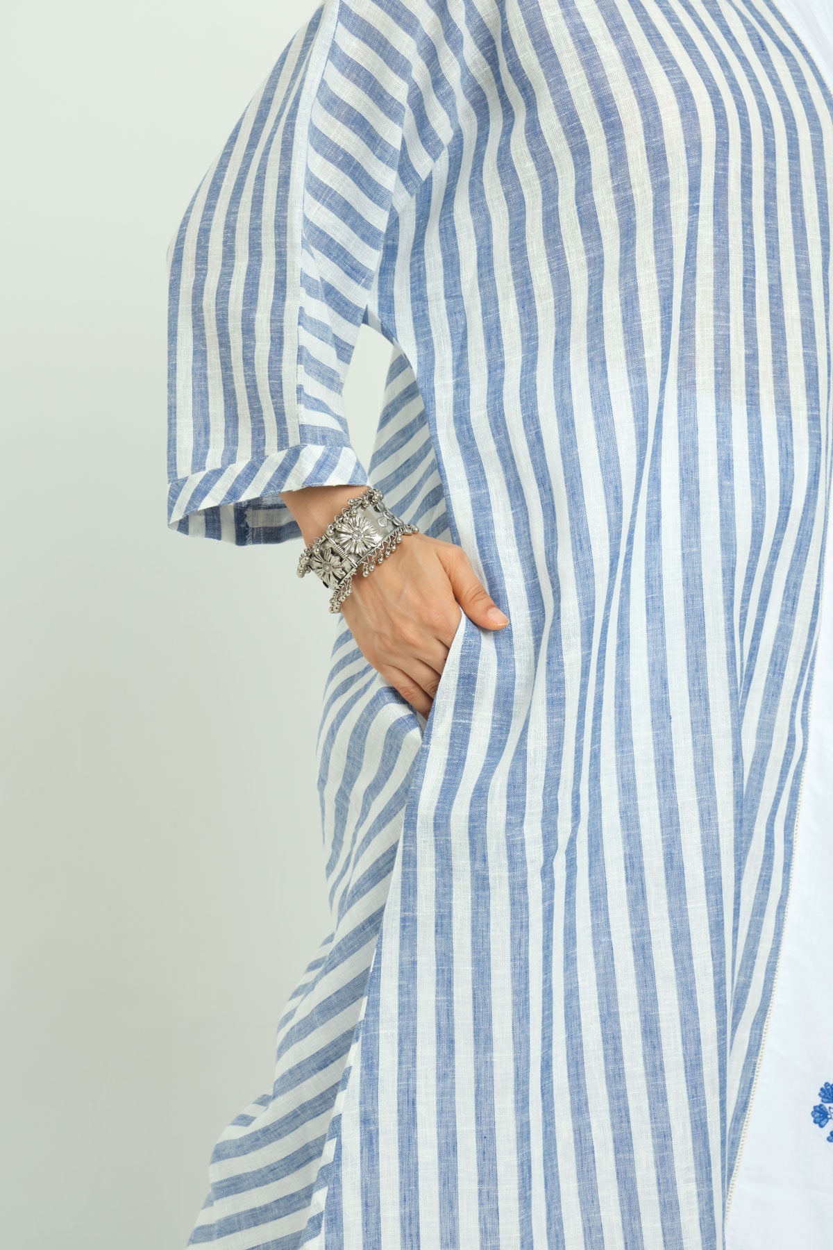 Embroidered Patchwork Tunic - Cyan India
