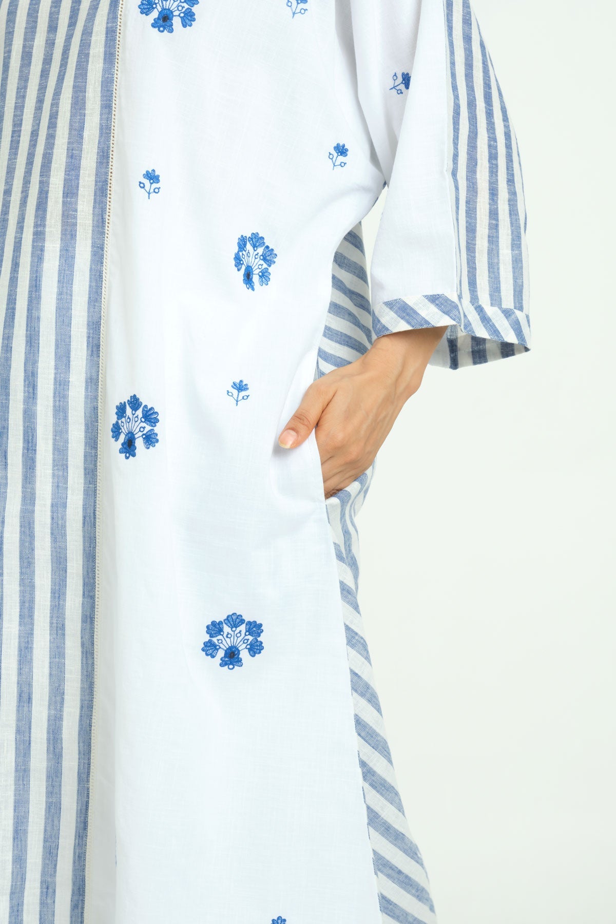 Embroidered Patchwork Tunic - Cyan India