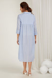 Embroidered Pin-Stripes Shirt Dress (with slip) - Cyan India