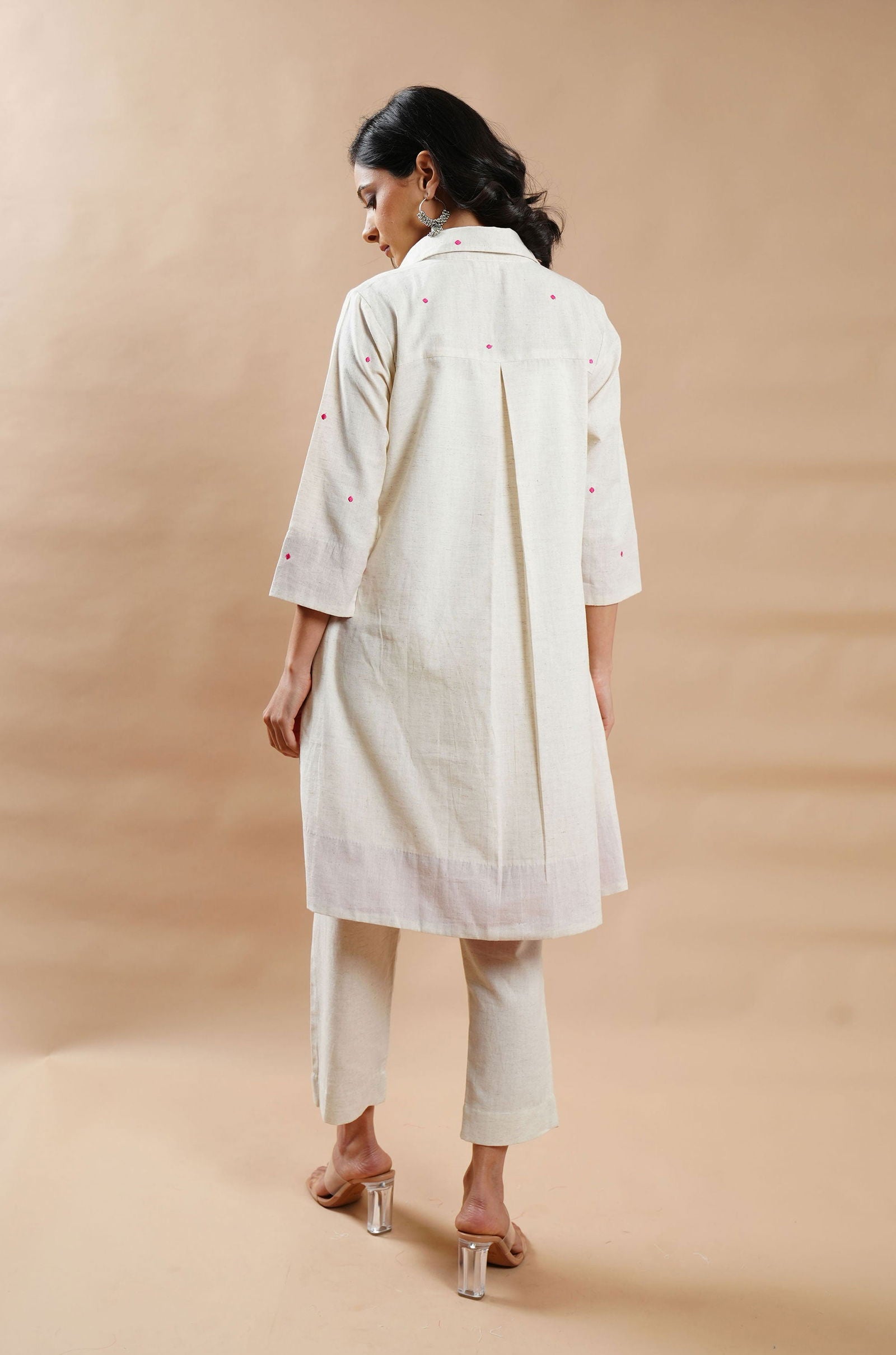 Fuchsia Embroidered High-Low Kurta - Cyan India