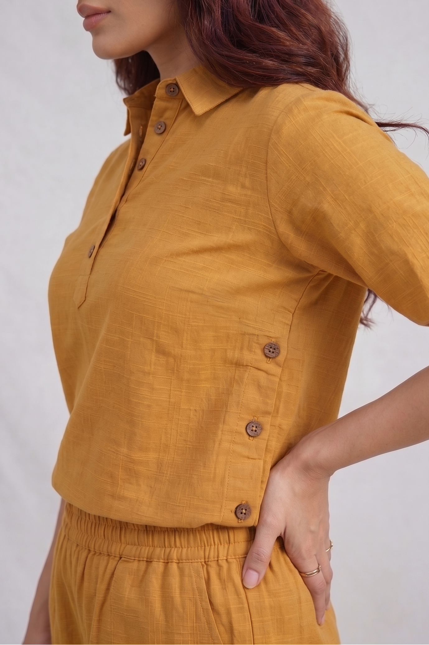Beige Premium Cotton Set with Wooden Details