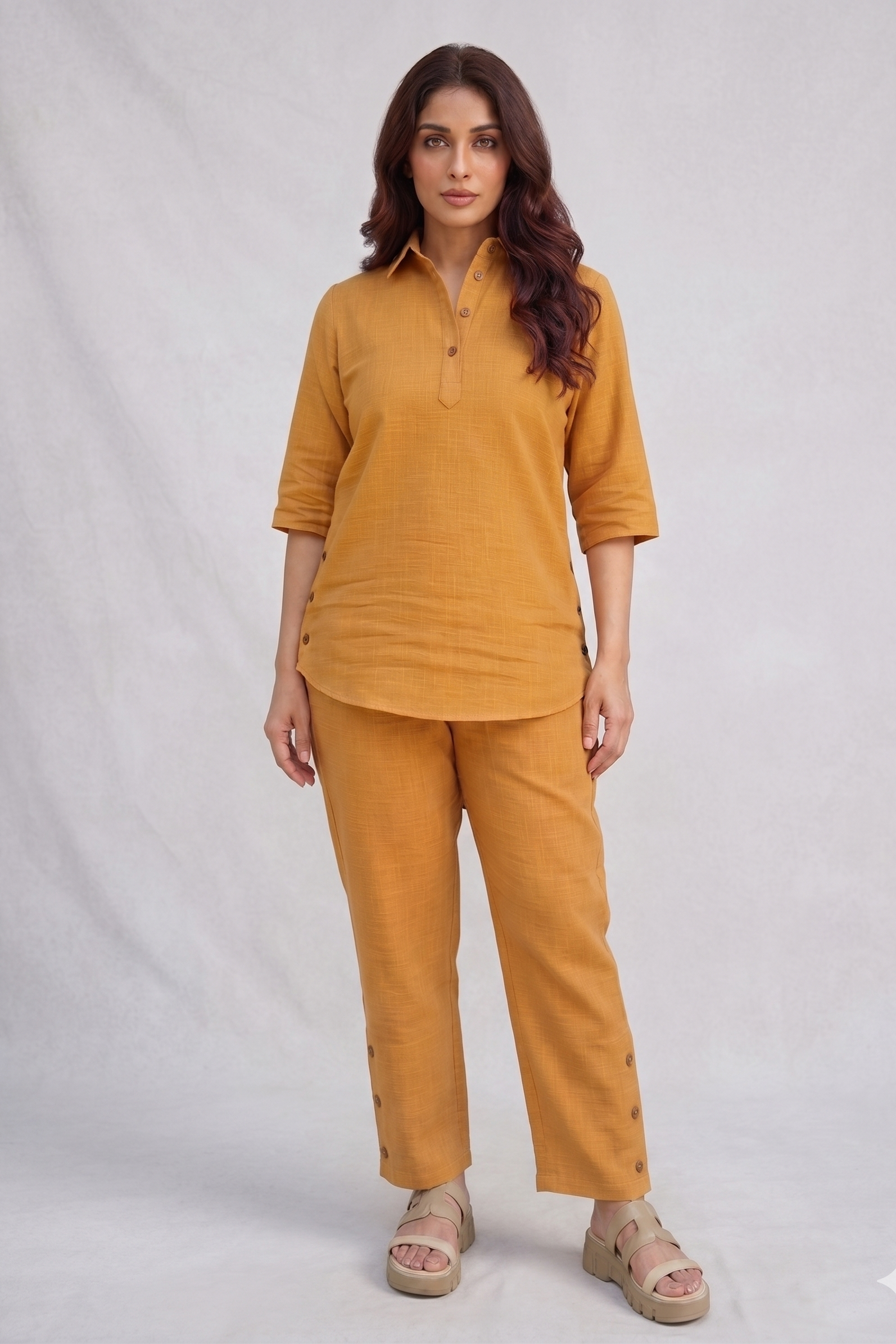 Beige Premium Cotton Set with Wooden Details