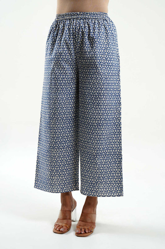 Geo Block Print Pants - Cyan India
