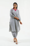 Geo block print cotton linen cord-set - Cyan India