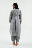 Geo hand-block print cotton-linen kurta - Cyan India