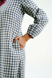 Geo hand-block print cotton-linen kurta - Cyan India