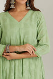 Green Checkered Cord-Set with Slip - Cyan India