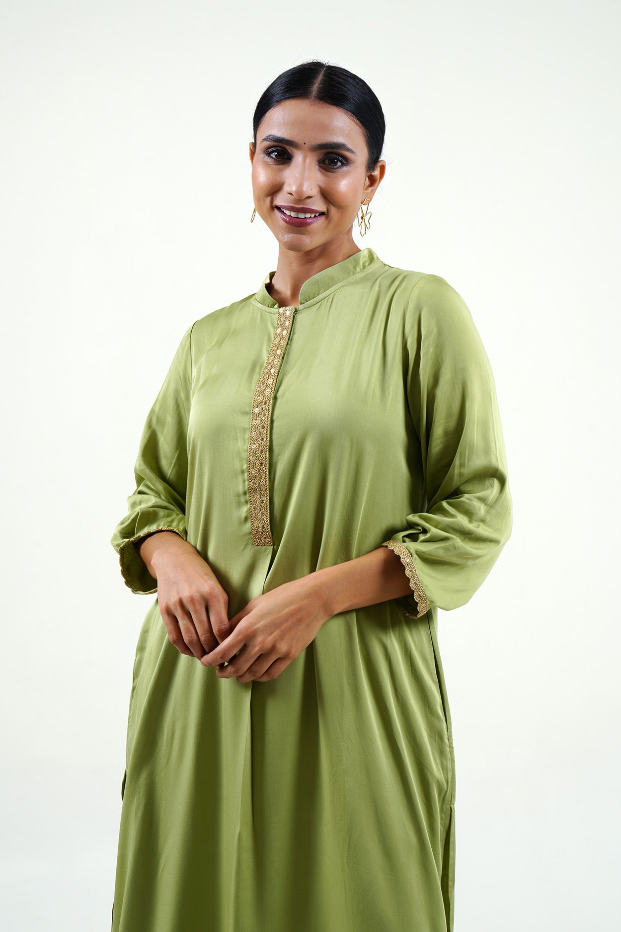 Green Modal Satin Set - Cyan India