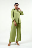Green Modal Satin Shirt - Cyan India