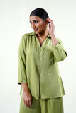 Green Modal Satin Shirt - Cyan India