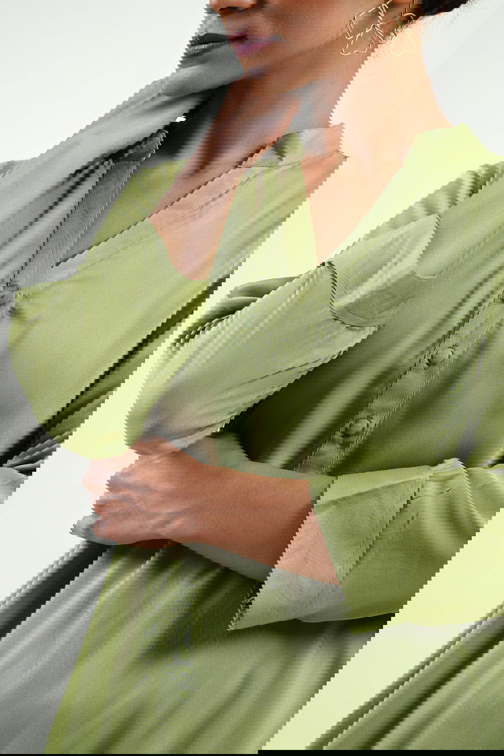 Green Modal Satin Short Kurta - Cyan India