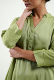 Green Modal Satin Short Kurta - Cyan India