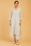 Hand Embroidered Handloom Kurta - Cyan India