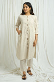 Handloom Checkered Kurta with Cotton Linen Pants - Cyan India