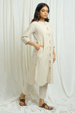 Handloom Checkered Kurta with Cotton Linen Pants - Cyan India