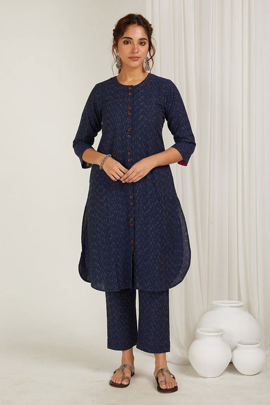 Handloom Indigo Blue Kurta - Cyan India