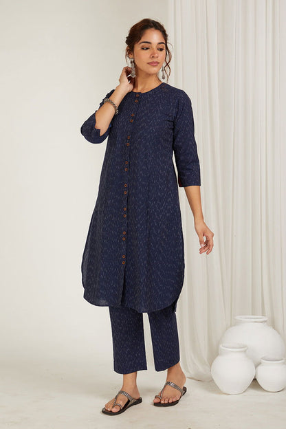 Handloom Indigo Blue Kurta - Cyan India