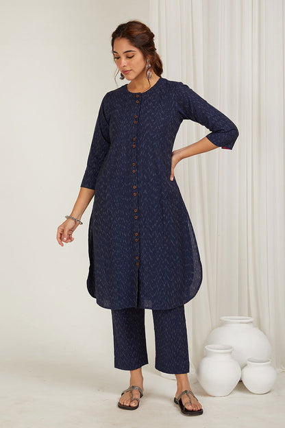 Handloom Indigo Blue Kurta - Cyan India
