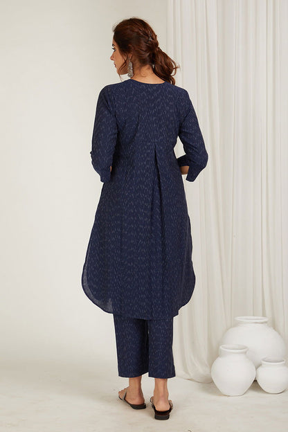 Handloom Indigo Blue Kurta - Cyan India