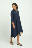 Handloom Indigo Ikat Dress - Cyan India