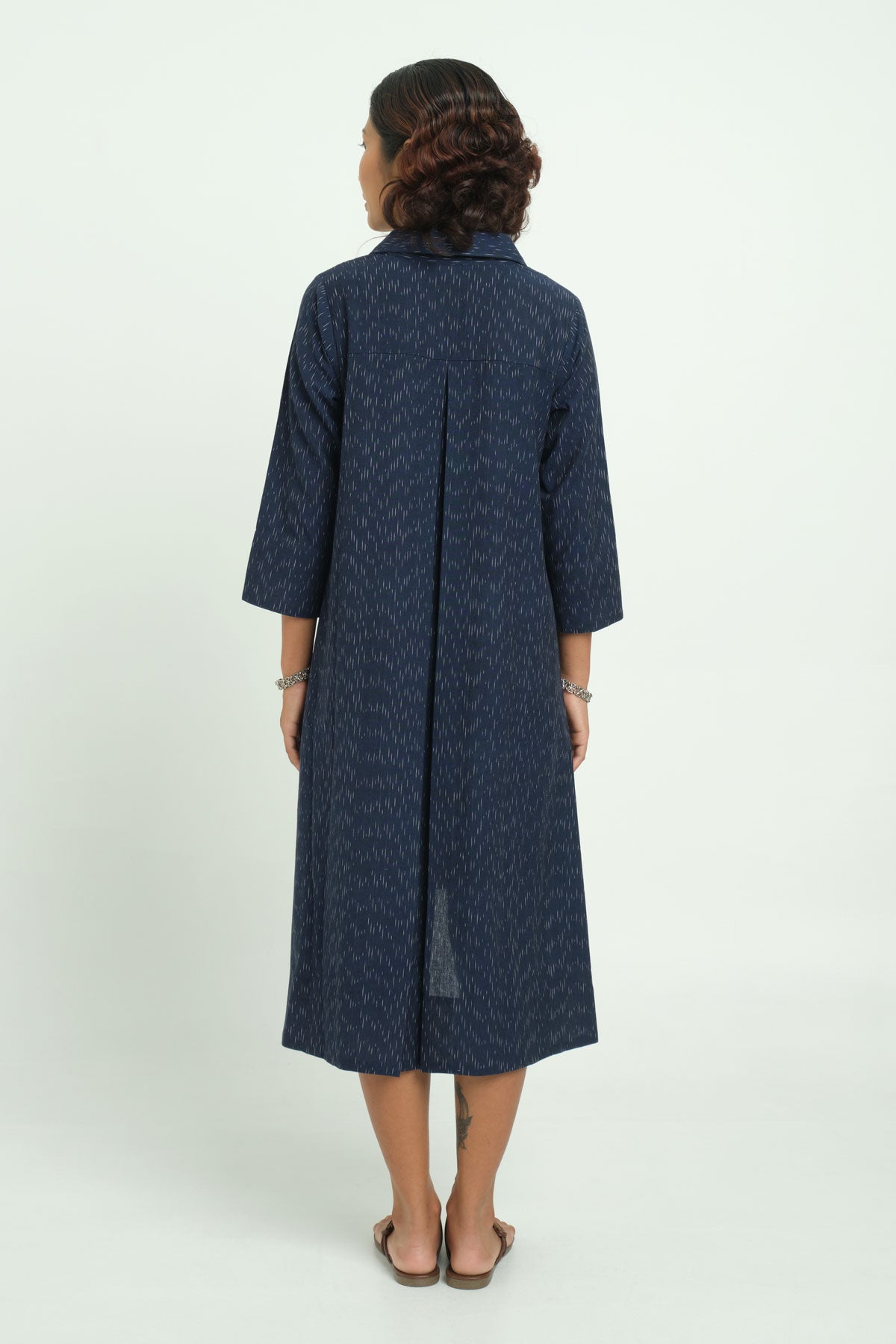 Handloom Indigo Ikat Dress - Cyan India