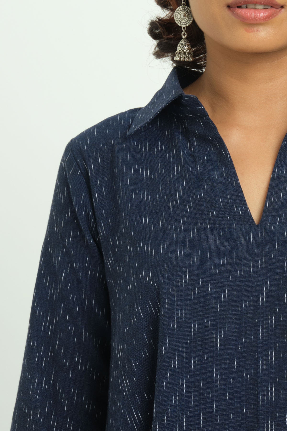Handloom Indigo Ikat Dress - Cyan India