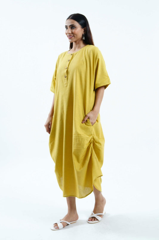 Handloom Mangalgiri Cotton Dress - Cyan India