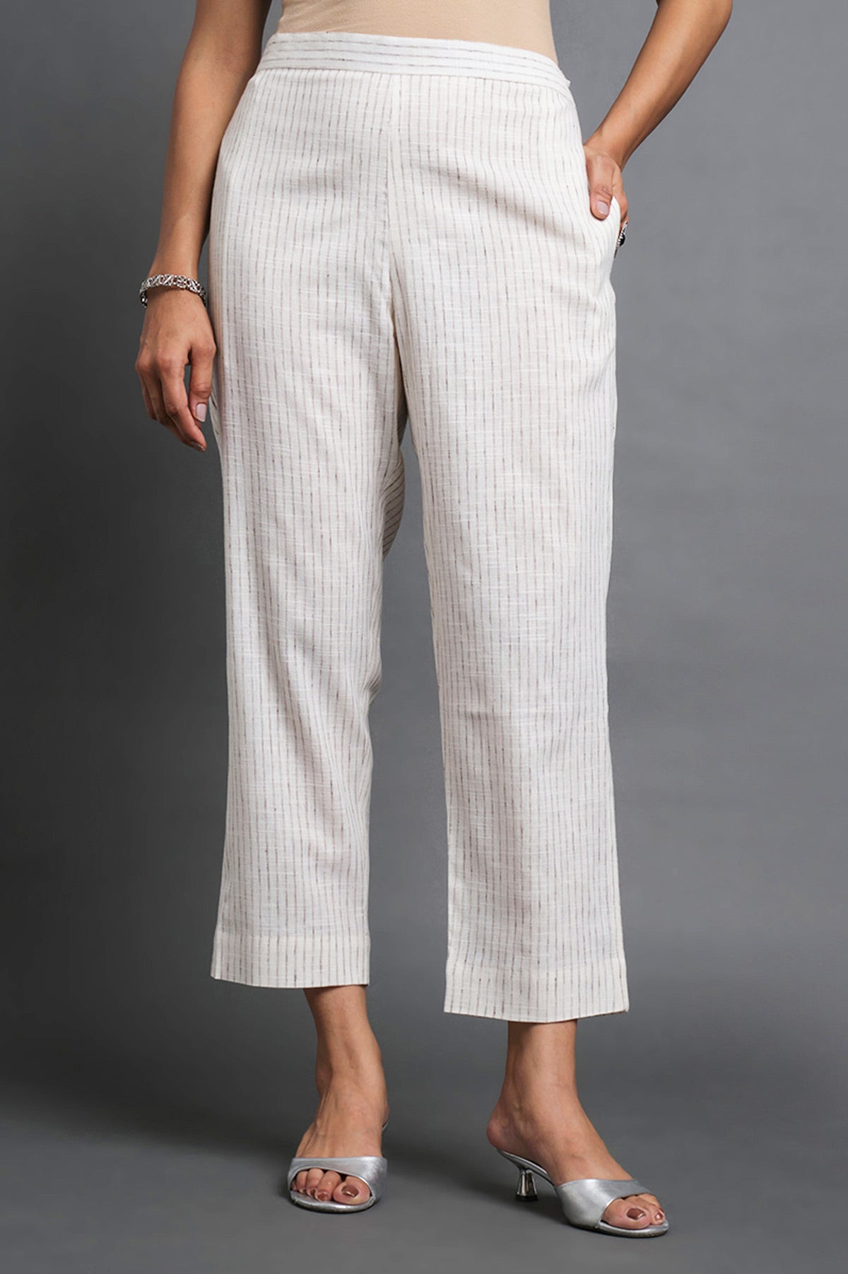 Handloom Striped Pants - Cyan India
