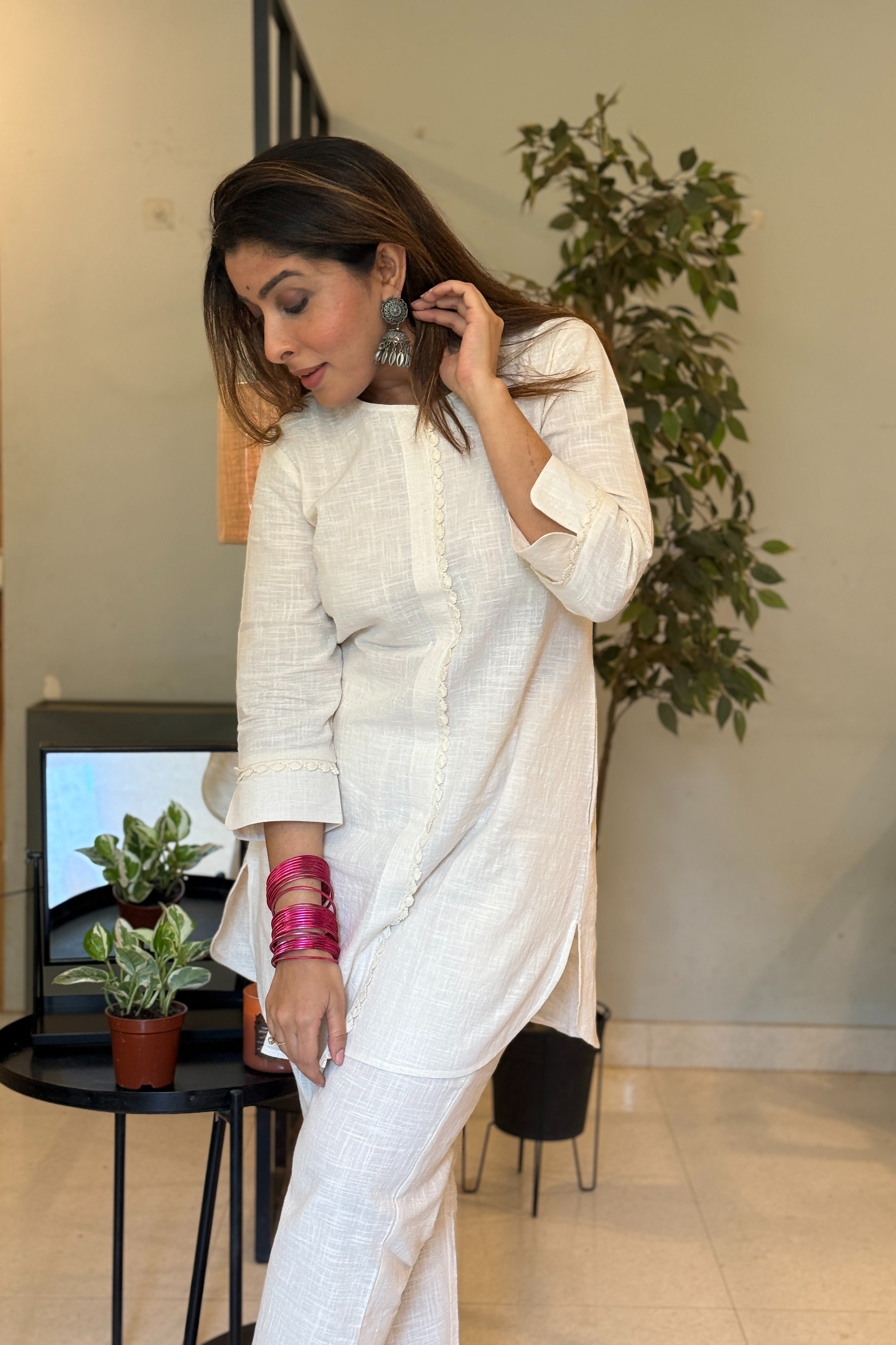 Premium Organic Cotton Safed Cord-Set