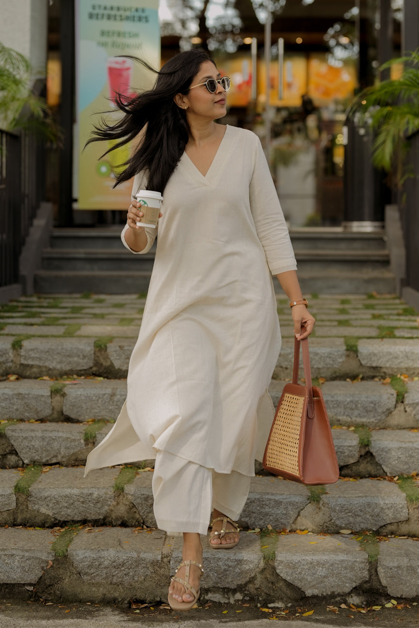 Ivory Cotton-linen Cord-Set