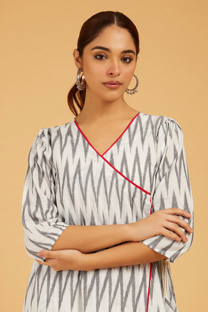 Ikat Angarkha Cord-Set - Cyan India