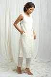 Ivory Checkered Kurta With Slip - Cyan India