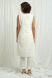 Ivory Checkered Kurta With Slip - Cyan India