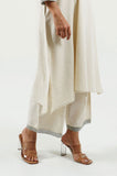 Ivory Cotton Linen Cord-Set with Lace Work - Cyan India