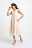 Light Peach Layered Cotton Dress - Cyan India