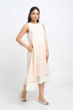 Light Peach Layered Cotton Dress - Cyan India
