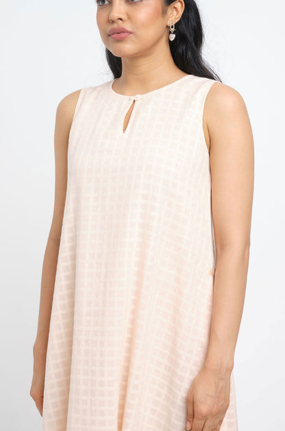 Light Peach Layered Cotton Dress - Cyan India