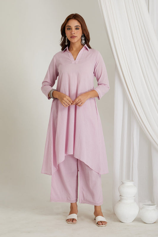 Lilac Checkered Cord-Set - Cyan India