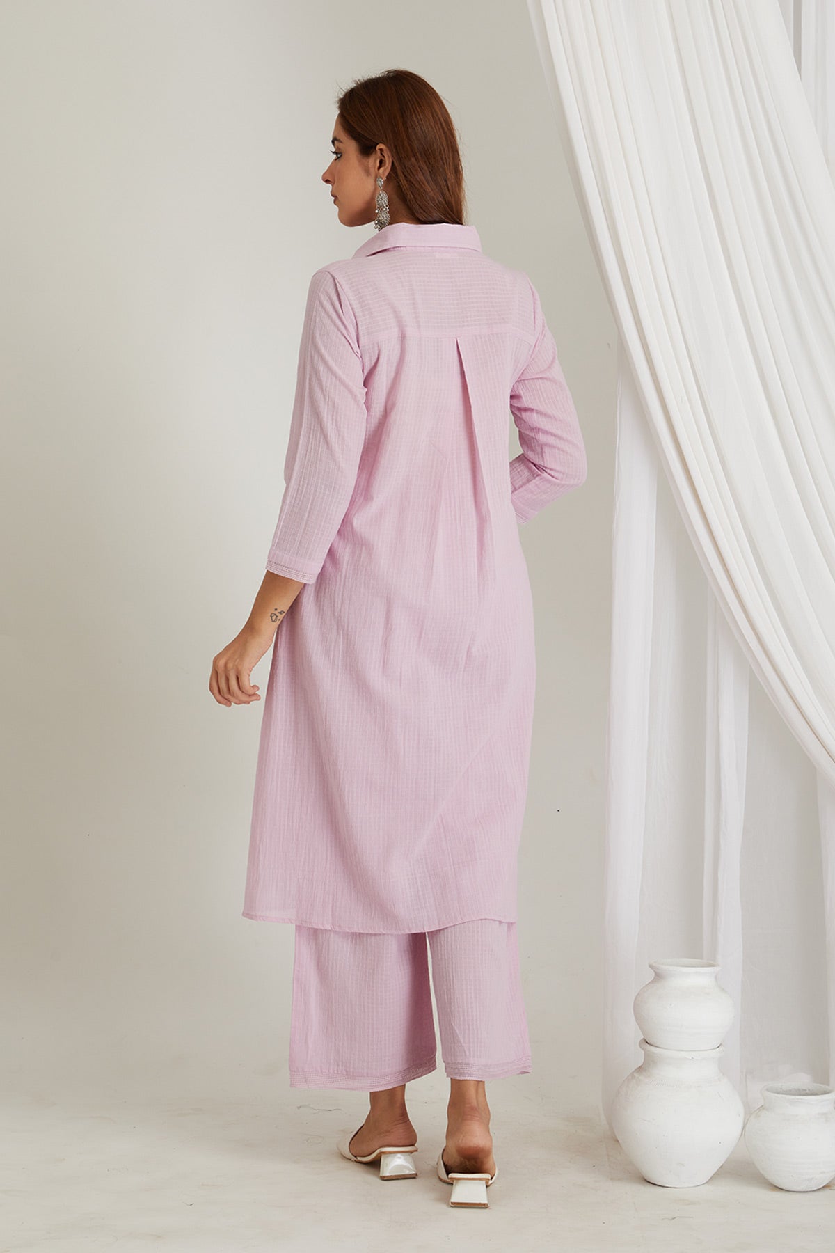 Lilac Checkered Cord-Set - Cyan India