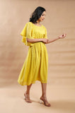 Mustard Yellow Hand Block Printed Dress - Cyan India