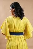 Mustard Yellow Hand Block Printed Dress - Cyan India