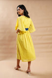 Mustard Yellow Hand Block Printed Dress - Cyan India