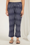 Navy Blue Chevrons Ikat Kurta Set - Cyan India